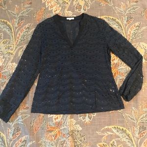 Under Skies sheer navy top